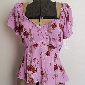 ROW A. NWT Romantic Pink Floral Blouse